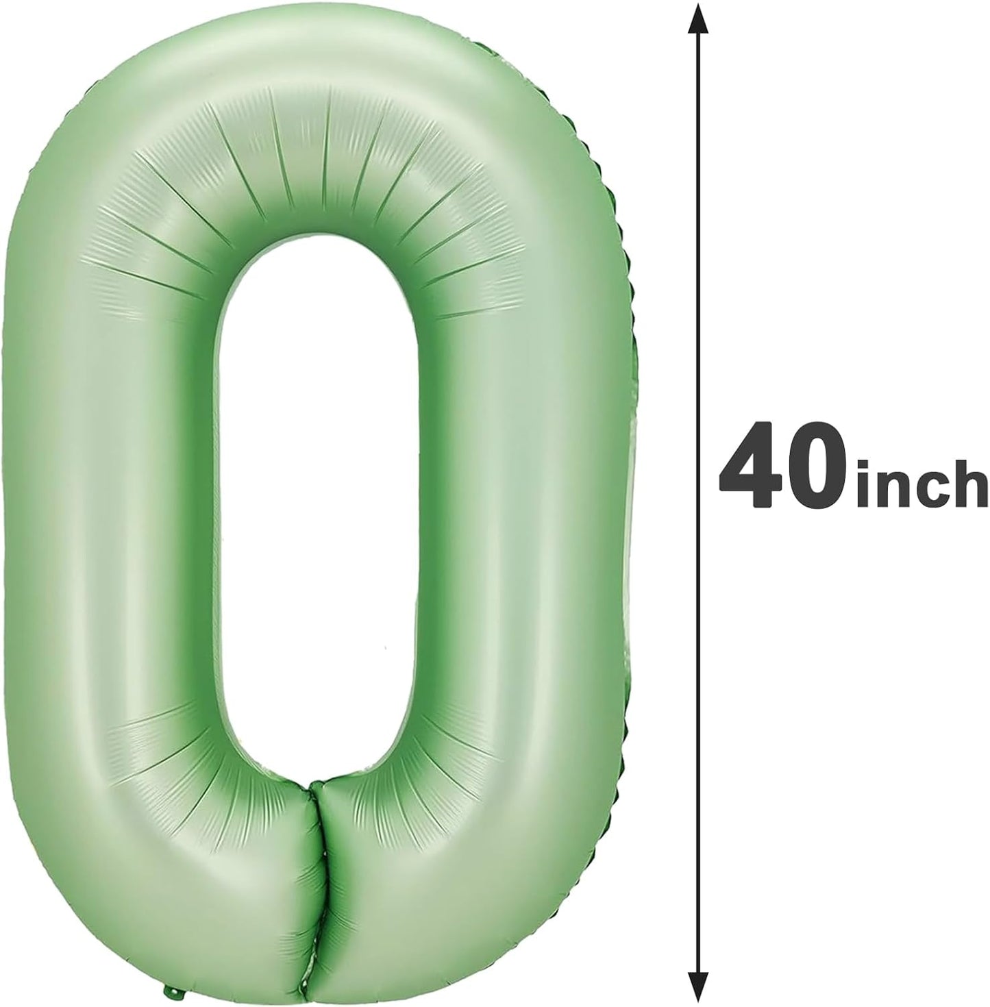 Sage Green Helium Number Balloon 40 Inch, Giant Foil Oliver Green Number 0 Birthday Balloons, Large Numbers 10 20 30 40 50 60 70 80 90 100 2026, Party Celebration Supplies Decorations