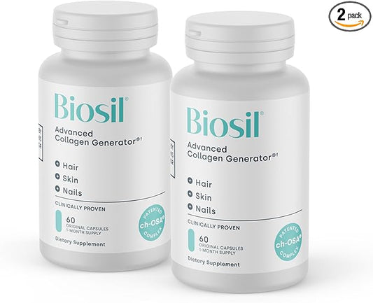 Biosil Collagen Booster Supplement - 60 Original Capsules, Pack of 2 - Patented ch-OSA Activator for Skin, Hair, Nails & Joints - Supports Natural Production - 60-Day Supply