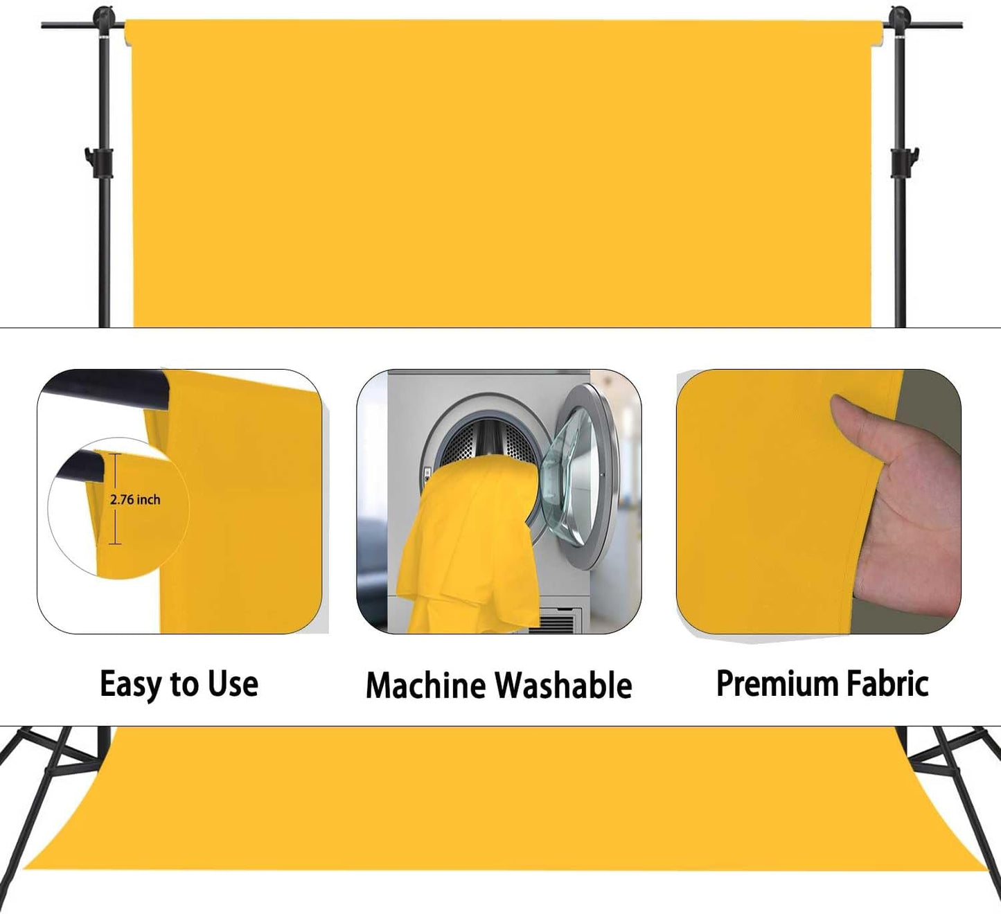 Yellow Photo Backdrop, Photo Booth Portrait Photography Backdrops, Studio Yellow Backdrop for Photoshoot Streaming Video Shooting 6x9ft