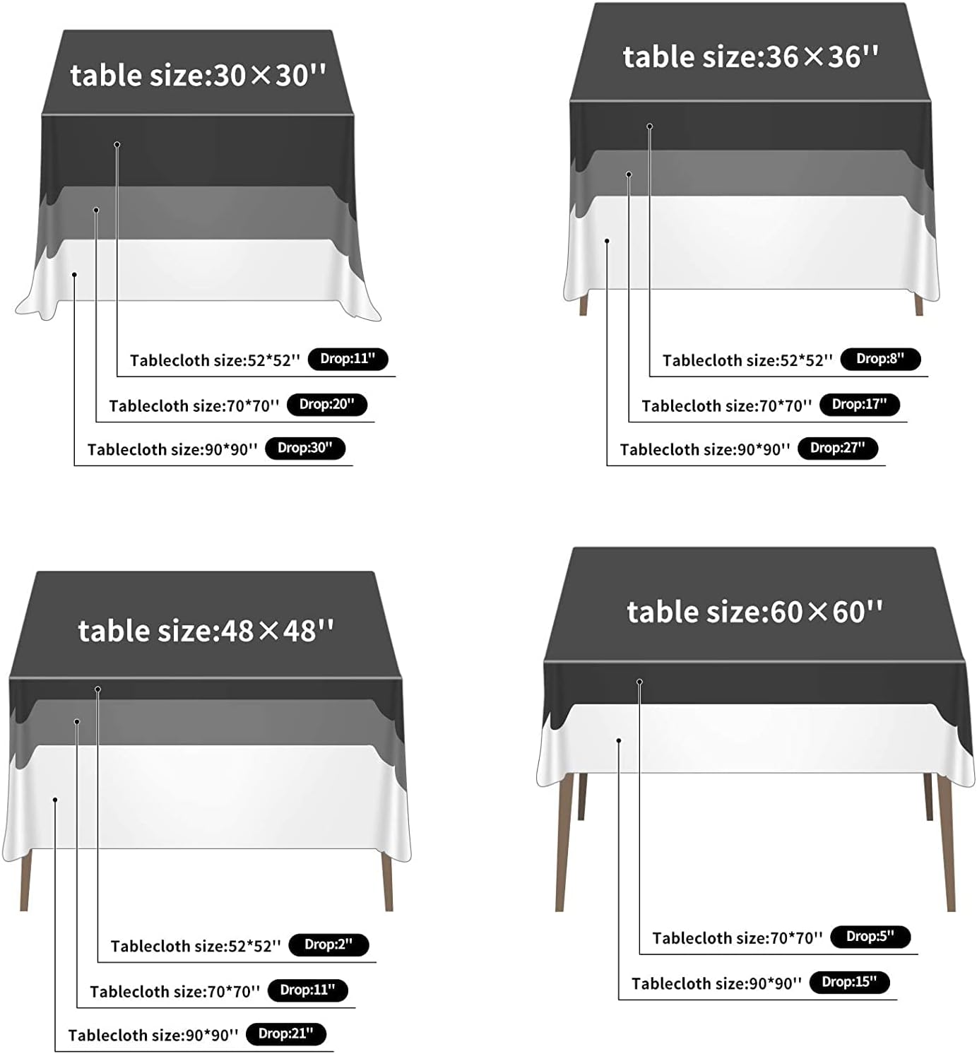 Fokitut 2 Pack Waterproof Square Tablecloth, 70x70 Inch, Stain Resistant and Wrinkle Polyester Table Cloth, Fabric Table Cover for Kitchen Dining, Wedding, Party, Holiday Dinner-Red