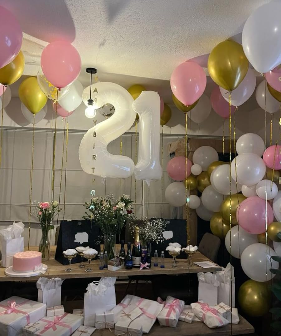 White Number 1 Balloon 40 inch, Number 1 Birthday Balloons for Boy Girl, White Foil One Balloon for 1st 10 11 12 16 18 Birthday Party, Anniversary Celebration Numbers Decorations