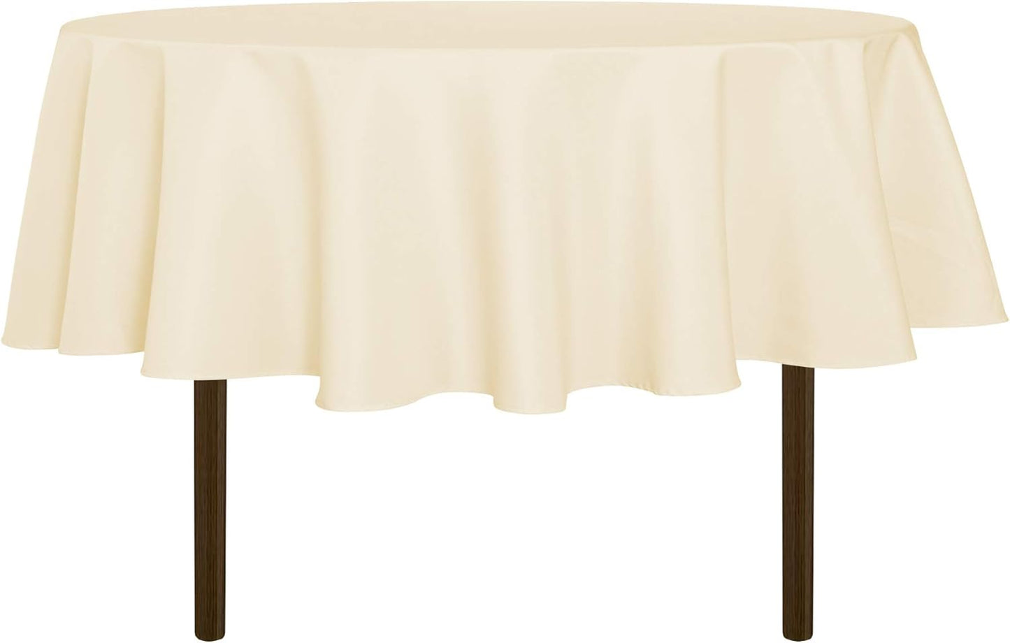 sancua Round Tablecloth - 80 Inch - Water Resistant Spill Proof Washable Polyester Table Cloth Decorative Fabric Table Cover for Dining Tables, Buffet Parties and Camping, Beige