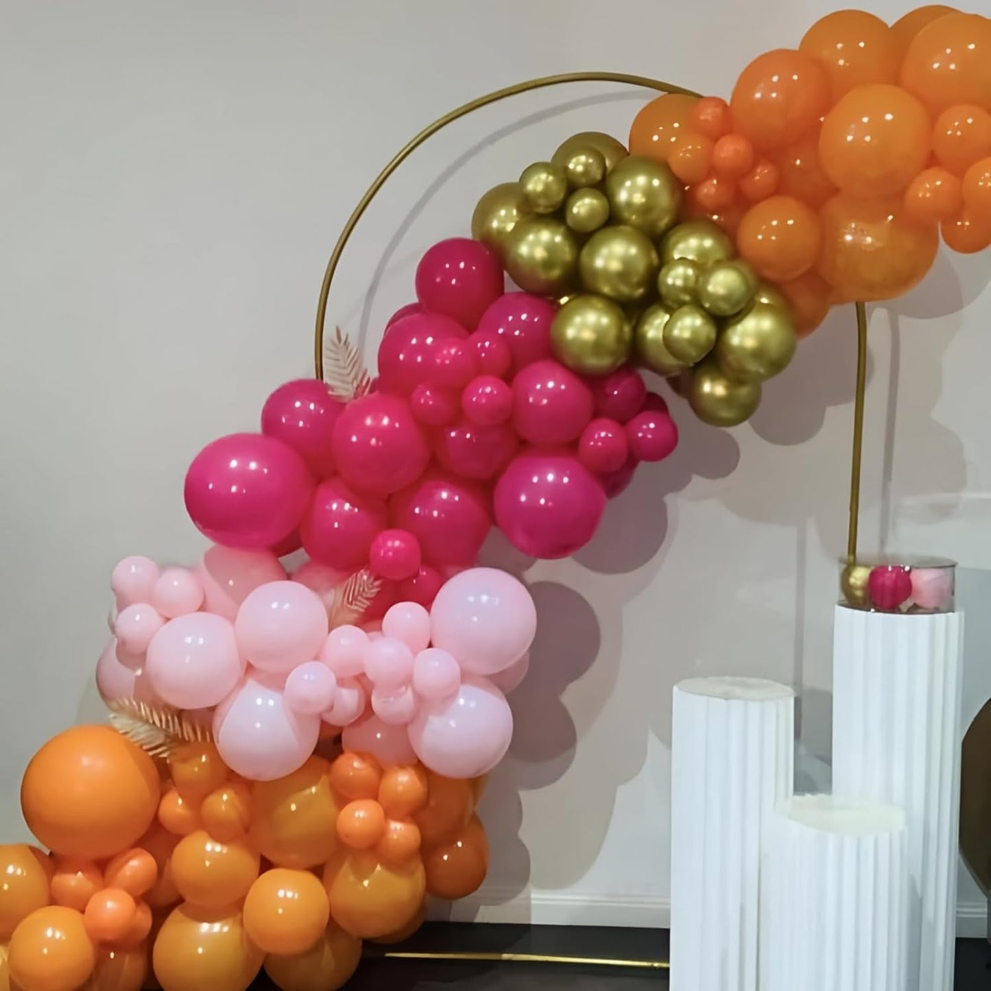 Hot Pink and Orange Gold Balloons 12inch 60pcs Light Pink Metallic Gold Helium Latex Balloon for Arch Birthday Tropical Fiesta Summer Party Decorations Boho Baby Shower Graduations