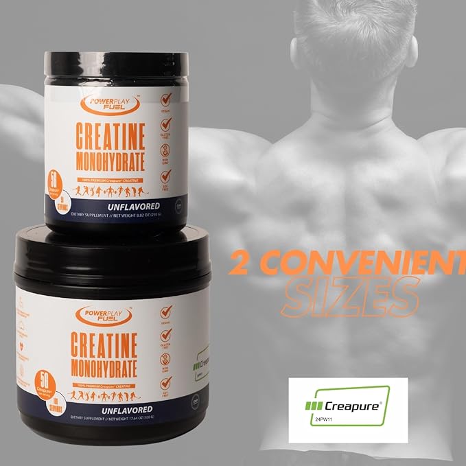 CREATINE Monohydrate Powder – Supports Energy, Brain & Muscle Health, and Recovery for Men & Women - Gluten & GMO Free, Soy Free, Sport Certified – Unflavored, 250 G, 50 Servings