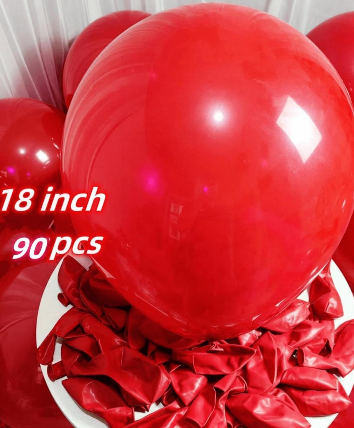 90 Pack Red Balloons 18 inch Red Latex Party big Balloon Bulk for Various Party Events Decorations