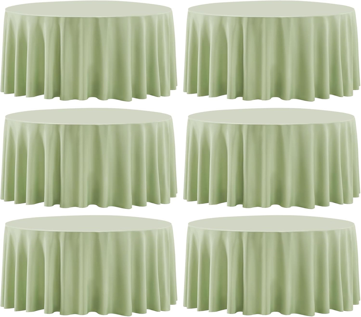 Round Tablecloth 6 Pack 108 Inch Sage Green Tablecloths Washable Decorative Linen Polyester Table Clothes Cover for Dining Table Banquets Buffet Parties and Wedding