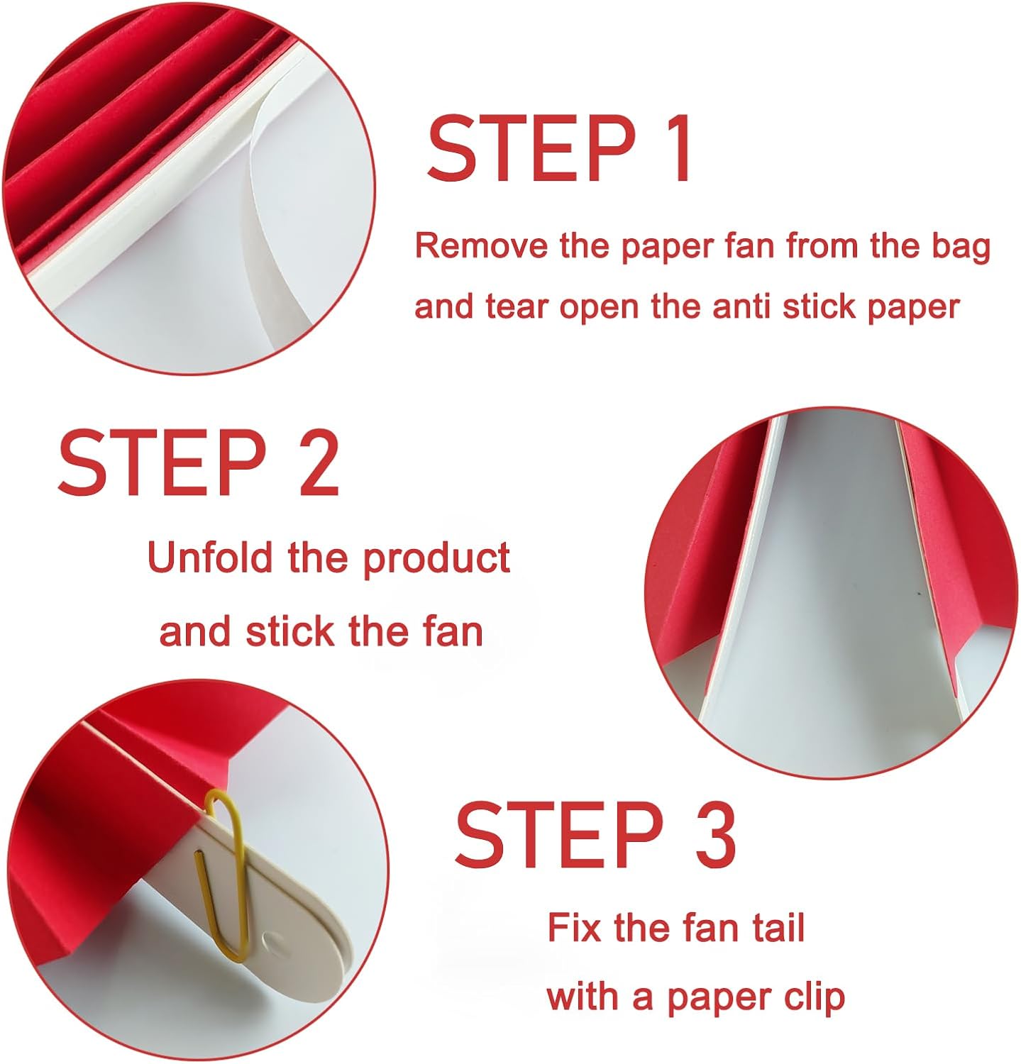 Red Birthday Decorations,DIY Red Paper Fans Hanging Decoration ,Party Supplies Party Fans 12in, Wedding Graduation Events Accessories 30 Color DIY Set （Red）