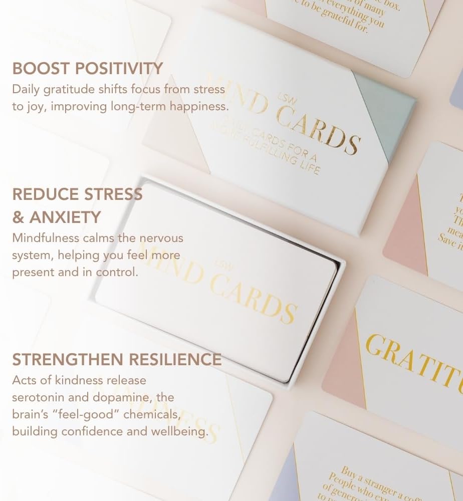 Mind Cards 45 Cards for Daily Rituals, Gratitude & Journaling Simple Steps to Positive Habits, Self Care for Busy Lives & Careers For Women & Men