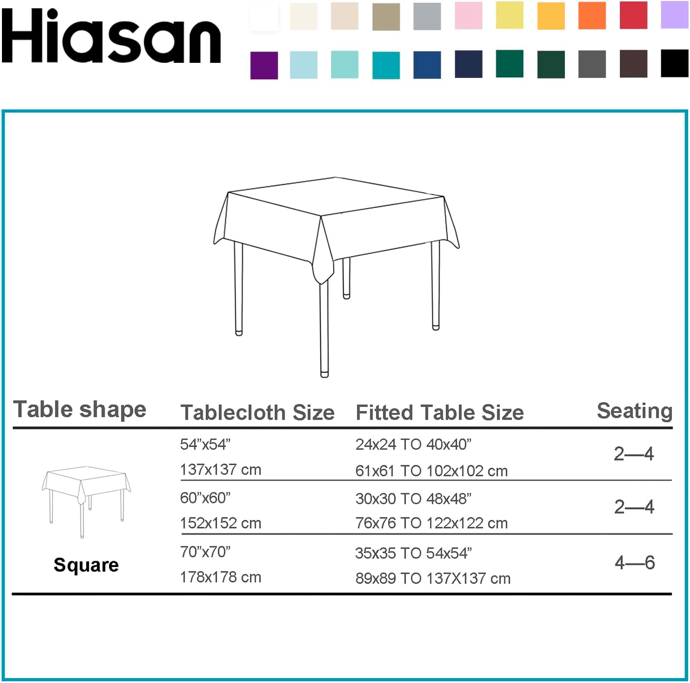 Hiasan Light Gray Rectangle Tablecloth - Waterproof Spillproof and Wrinkle Resistant Washable Polyester Table Cloth for Dining Party, 54 x 54 inch