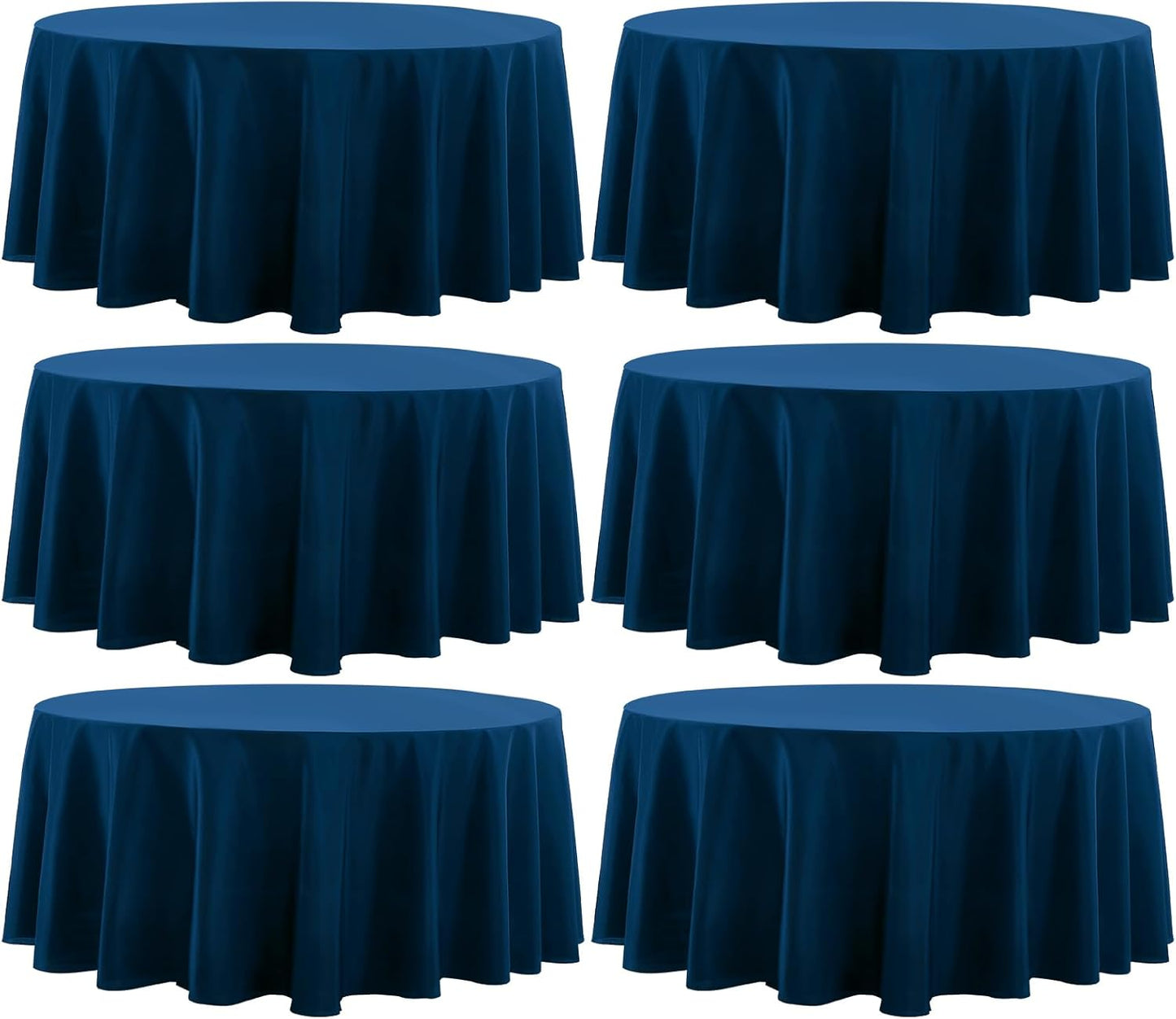 Round Tablecloth 120 Inch Tablecloth 6 Pack Navy Blue Table Cloths Washable Decorative Linen Polyester TableClothes Cover for Dining Table Banquets Buffet Parties and Wedding
