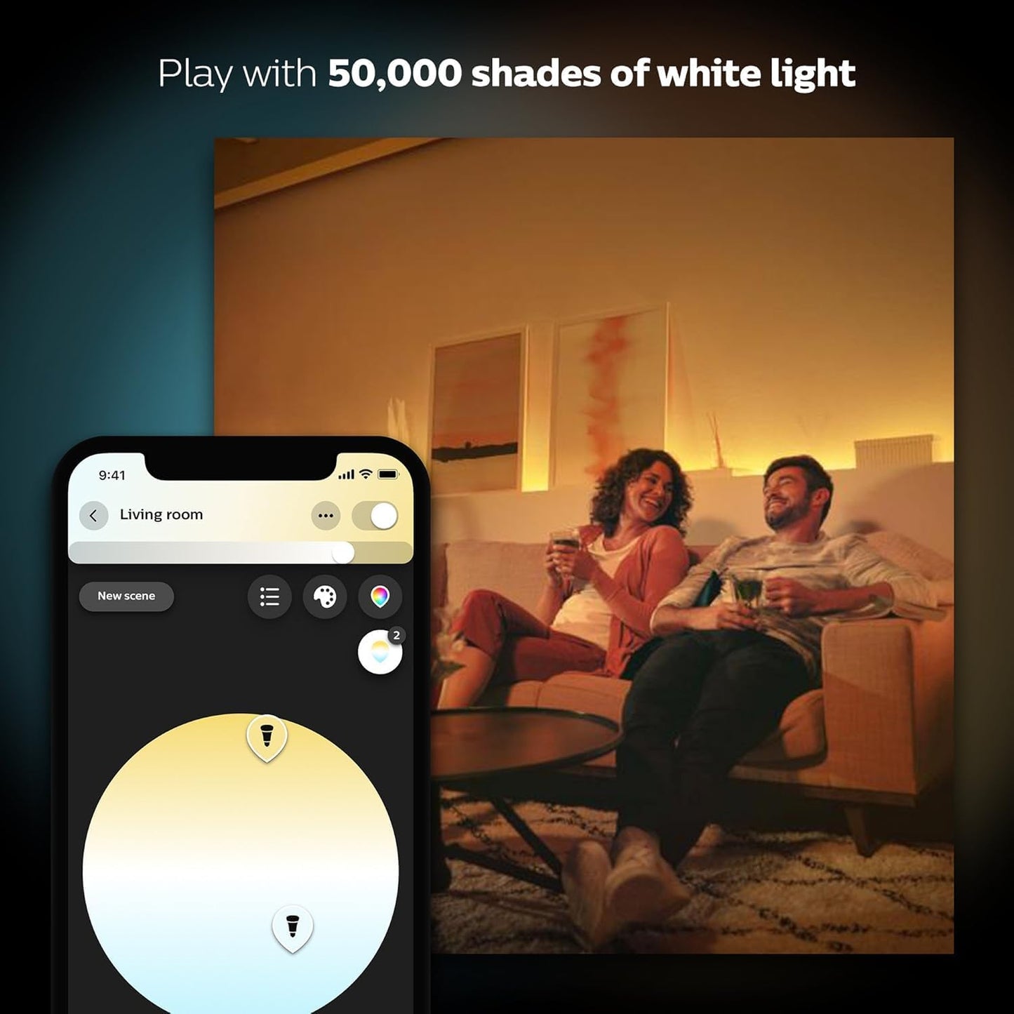 Philips Hue White Ambiance BR30 LED Smart Bulbs (Bluetooth Compatible), Compatible with Alexa, Google Assistant, and Apple HomeKit, 1-Pack