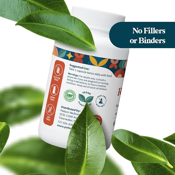 Pattern Wellness Resveratrol Supplement with Fisetin - Natural Antioxidant Booster - Whole Body & Heart Health, Healthy Immune Responses - No Fillers & Binders - USA Tested - 60 Non-GMO Capsules