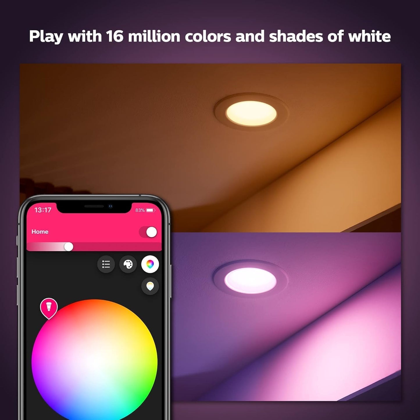 Philips Hue White & Color Ambiance BR30 LED Smart Bulb, Bluetooth & Zigbee Compatible (Hue Hub Optional), Compatible with Alexa & Google Assistant, New Version, 1 Bulb