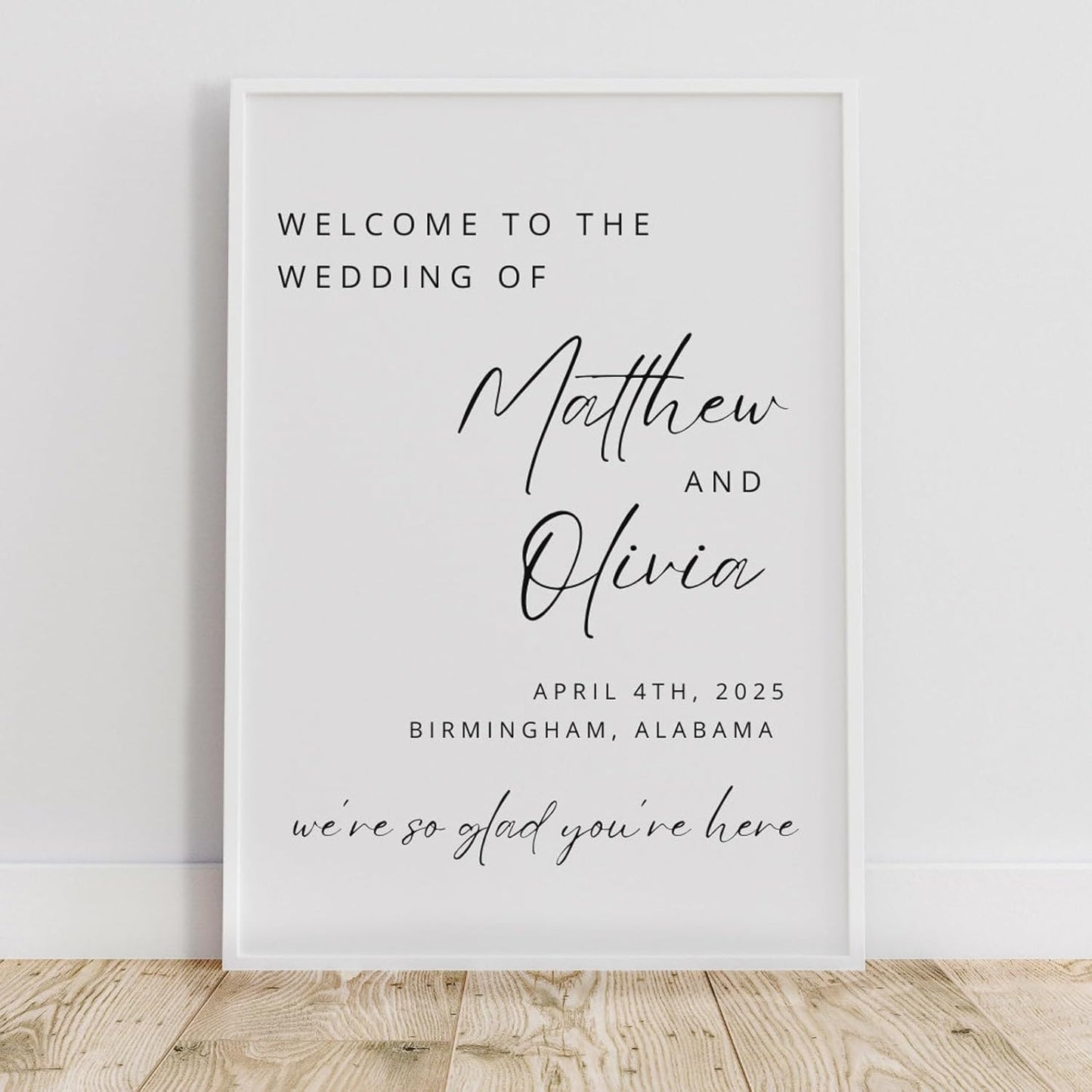 Welcome Wedding Sign Personalized, Personalized Wedding Welcome Sign Modern, We're So Glad You're Here