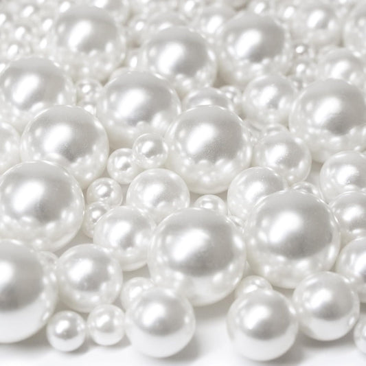 300Pcs Vase Filler White No Hole Faux Pearl Beads for Vase Filling Decorations, Candle Centerpieces, Wedding Centerpieces, Home Party Decor (8/14/20mm)