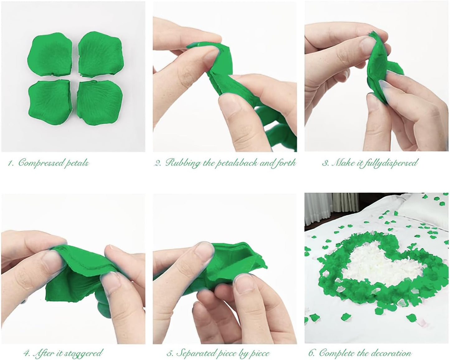 1000Pcs Rose Petals, Artificial Flower Petals Fake Silk Red Rose Petals for Romantic Night,Wedding,Proposal Anniversary Flower Decorations (Green)