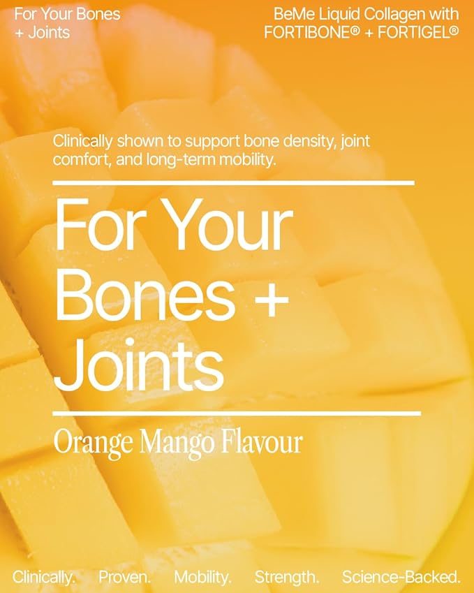 BeMe Liquid Collagen Peptides for Bone & Joint Health - 10,000mg FORTIBONE & FORTIGEL - 2X Faster Absorption - Clinically Proven to Support Bone Density & Cartilage Regeneration