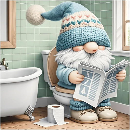 PFFNGPEN Diamond Painting Kits for Adults, 5D DIY Gnome Diamond Art Kits for Beginners, Full Drill Round Diamond Art for Home Wall Decor, 12x12 inch