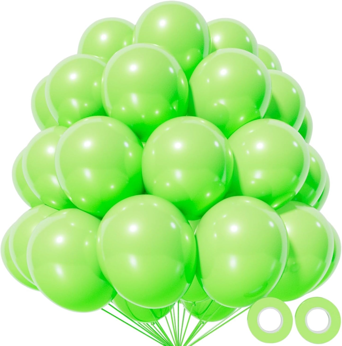 KAWKALSH Lime Green Latex Party Balloons, 110 Pack 12 inch Light Green Balloons Round Helium Fruit Green Balloons for Birthday Dinosaur Jungle Baby Shower Party Decoration