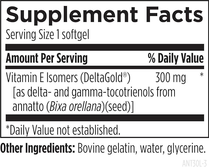 Designs for Health Annatto-E 300mg Tocotrienols Vitamin E - Delta + Gamma Tocotrienols to Support Heart Health, Eye Health, Healthy Aging - DeltaGold Antioxidants Supplement (60 Vitamin E Softgels)