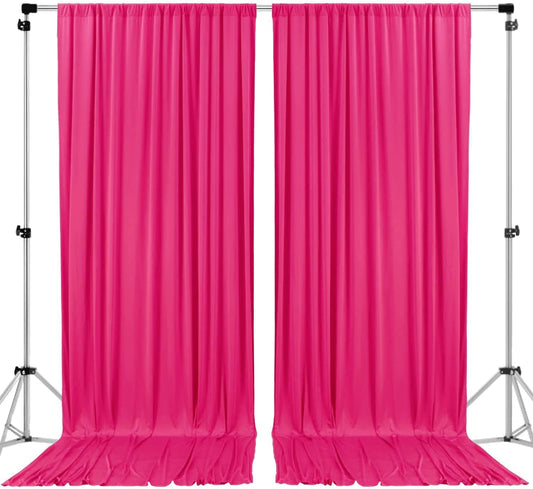 AK TRADING CO. 10 feet Wide x 12 feet Long IFR Polyester Backdrop Drapes Curtains Panels with Rod Pockets - Wedding Ceremony Party Home Window Decorations - Fuchsia