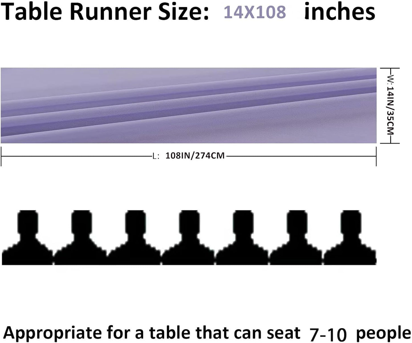 6Pack 9ft Chiffon Table Runner 14x108 Inch Sheer Romantic Table Runner for Wedding Birthday Party Bridal Shower Outdoor Decoration-Lavender