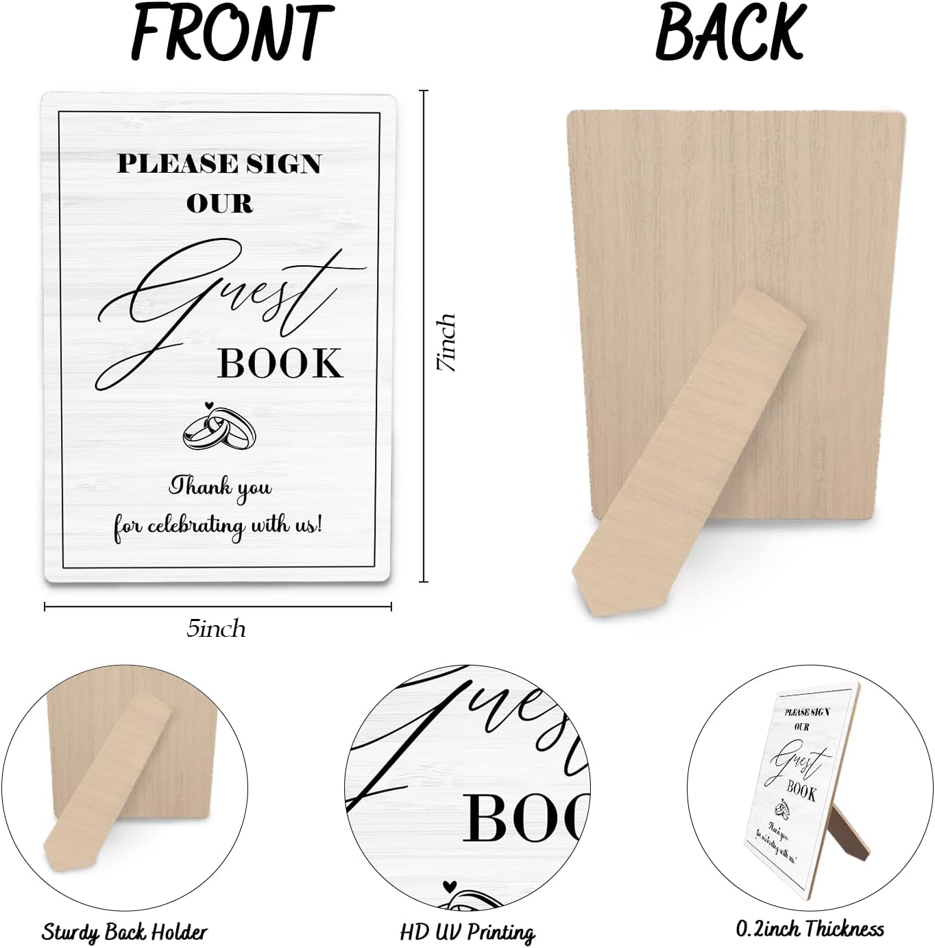 Wedding Guestbook Sign, Guestbook Wooden Sign Stand 5x7inch, Please Sign Our Guest Book Wedding Sign Stand, Wedding Signs for Reception, Wedding Table Decorations, Wedding Table Sign