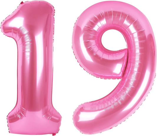 number pink 19 balloon