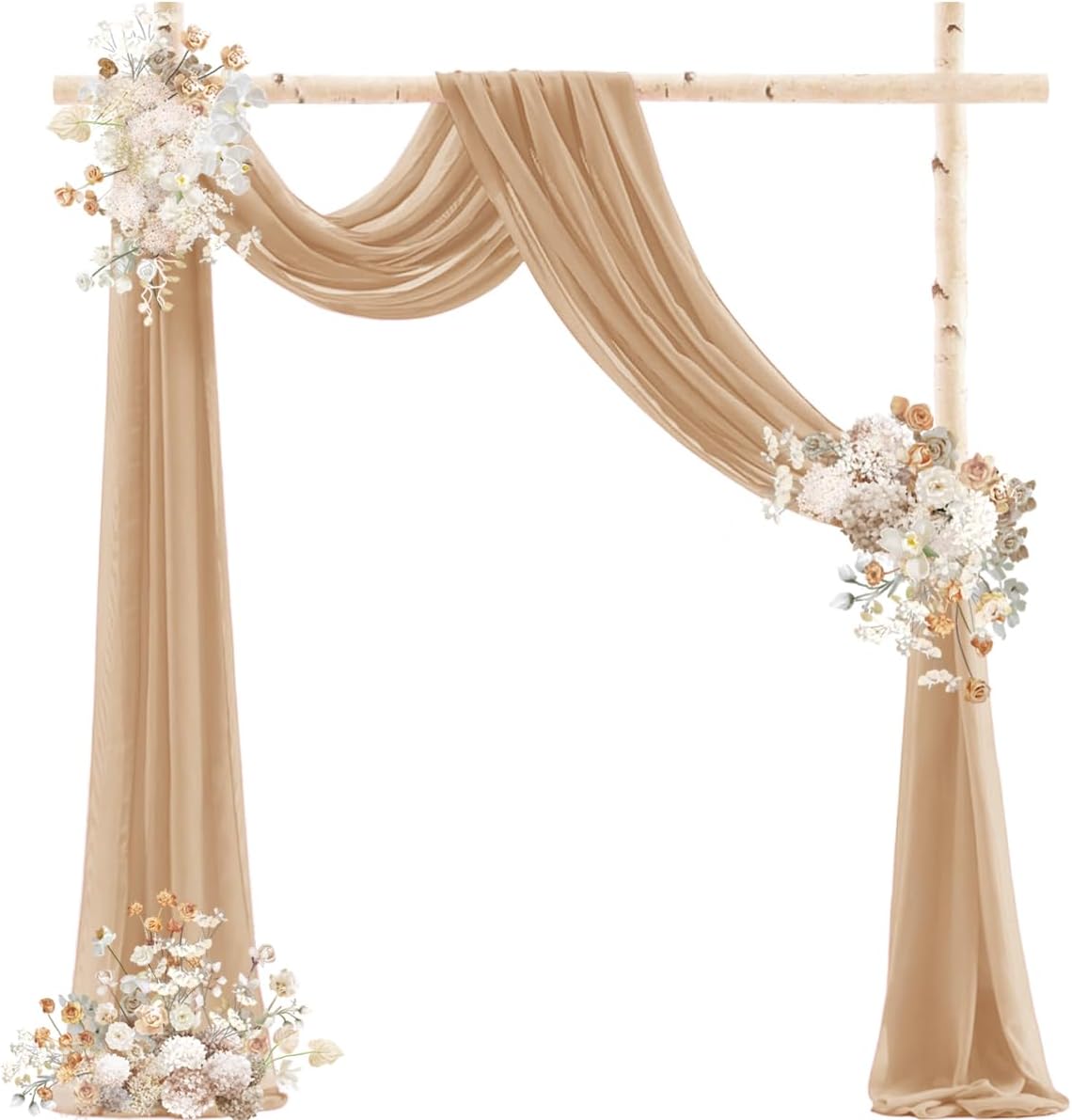 Nude Wedding Arch Draping Fabric 2 Panels 29" x 20 FT Coffee Drapes for Backdrop Sheer Curtains Wedding Drapes for Romantic Bridal Baby Shower Ceremony Birthday Party Fall Outdoor Events