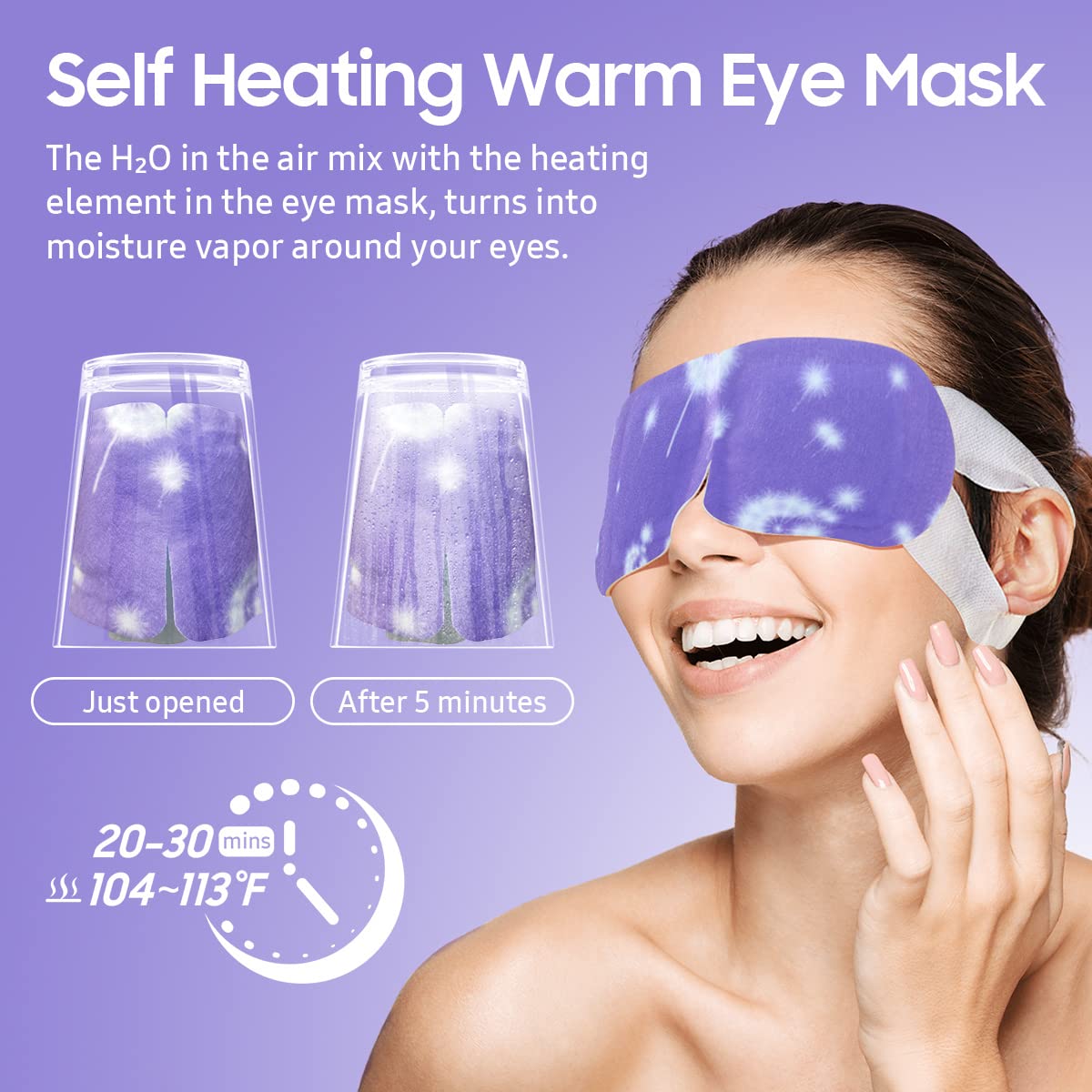 30Packs Steam Eye Mask, Heated Eye Mask Warm Compress for Eyes, Self Heating Warm Eye Masks Disposable Steam Mask for Home Sleep, Spa, Travel Essentials & Relaxation Gifts (Lavender)