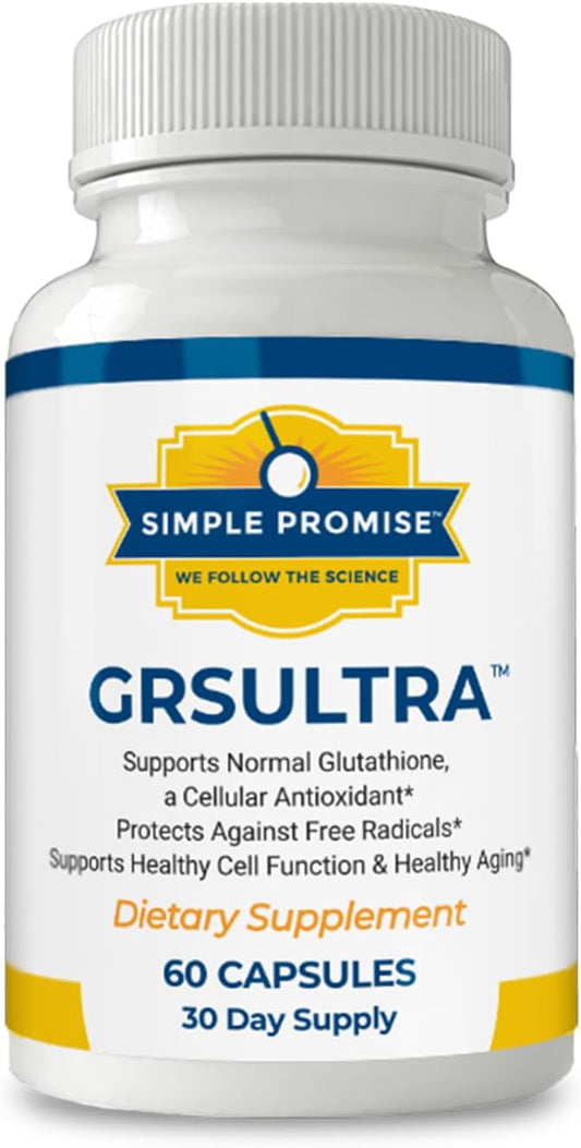Simple Promise GRS Ultra - Glutathione Supplement with NAC 600mg N-Acetyl Cysteine, Selenium 200mcg & Red Orange Complex - Antioxidant & Cellular Support for Men & Women - 30 Days Supply
