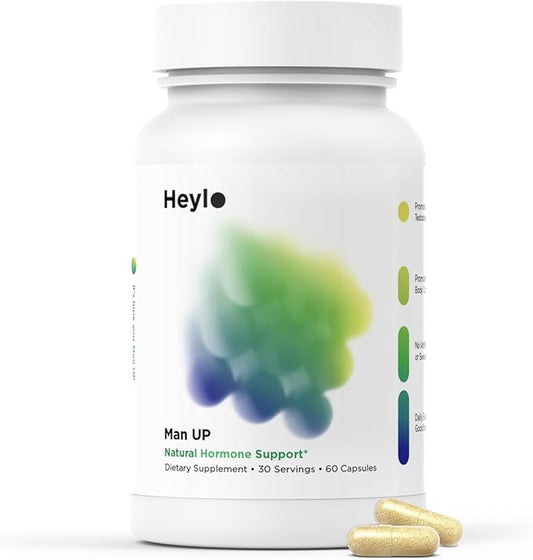 Heylo Man UP Men’s Vitality Supplement with Ashwagandha, Shilajit, Zinc, Tongkat Ali, DIM, Quercetin & BioPerine – Supports Energy, Hormone Balance & Stress – 60 Capsules