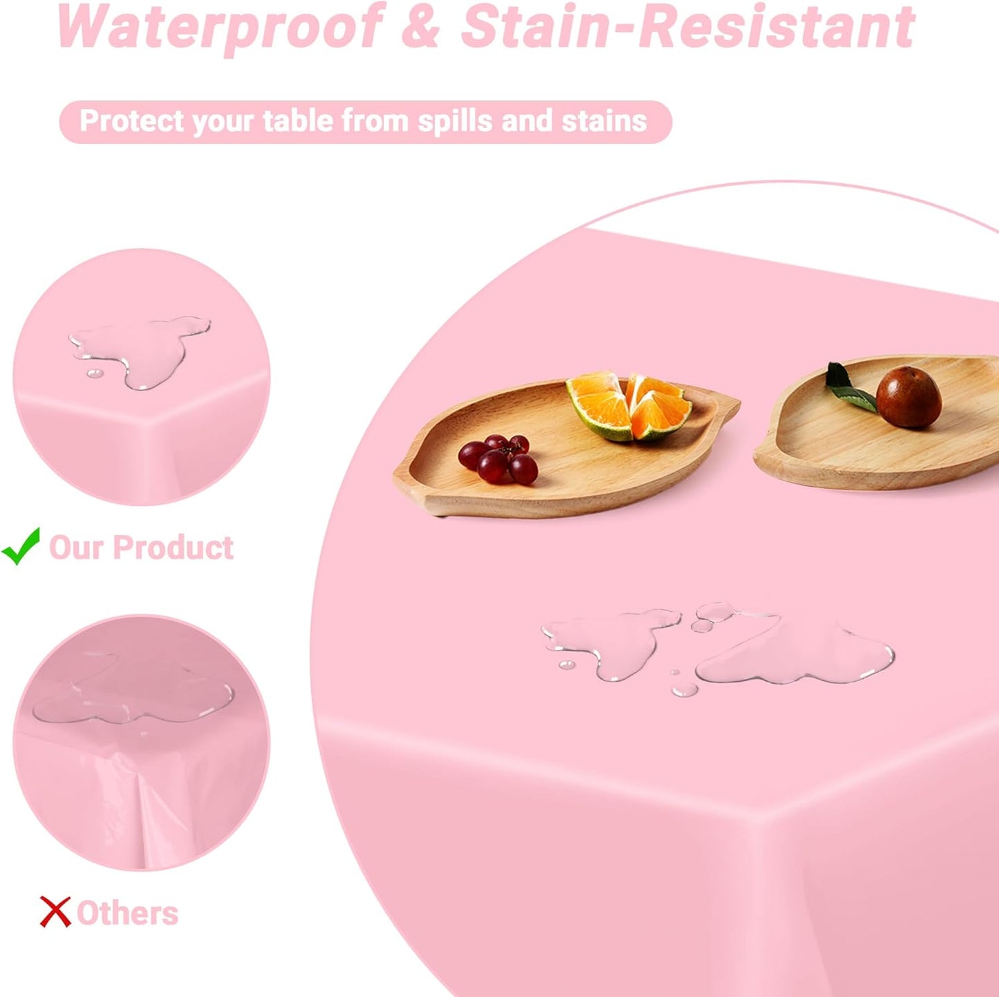 4 PCS Plastic Table Cloth Disposable, 54 x 108 Inches Pink Tablecloth, Plastic Table Cover Rectangle Tablecloth for Baby Shower Decorations and Wedding Party, Tablecloths of Leakproof Home Essentials