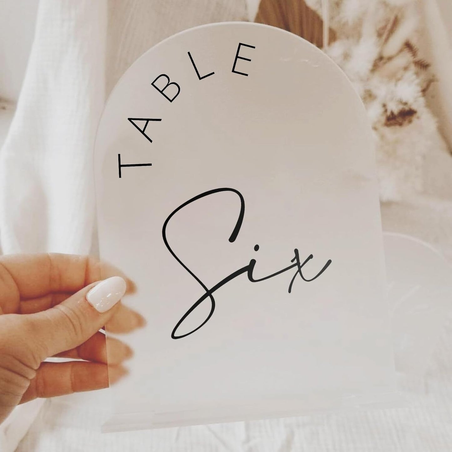 JINMURY Frosted Arch Wedding Table Numbers 1-20 with Stands, 5x7 Inch Frosted Arch Acrylic Sign with Black Letters, Arched Acrylic Table Numbers for Wedding Reception