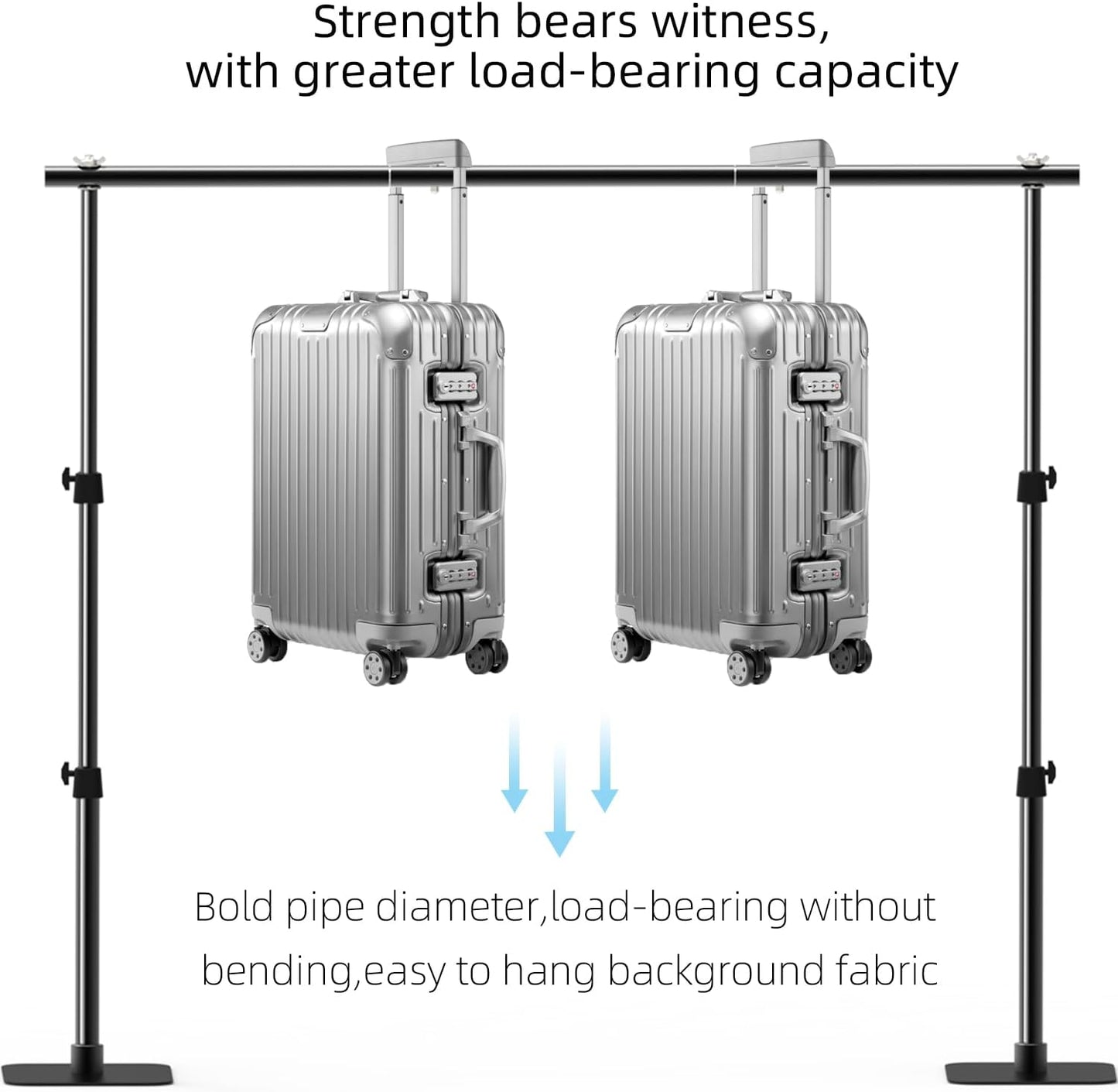 Pipe and Drape Backdrop Stand Kit, 6.5ft x 10ft Adjustable Photo Background Stands with Metal Flat Base for Photography, Birthday Parties, Wedding, Video Studio