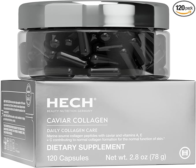 HECH Caviar Collagen Capsules - Beauty Supplement with 2,000 mg Marine Collagen Peptides, Caviar Extract and Vitamin Complex