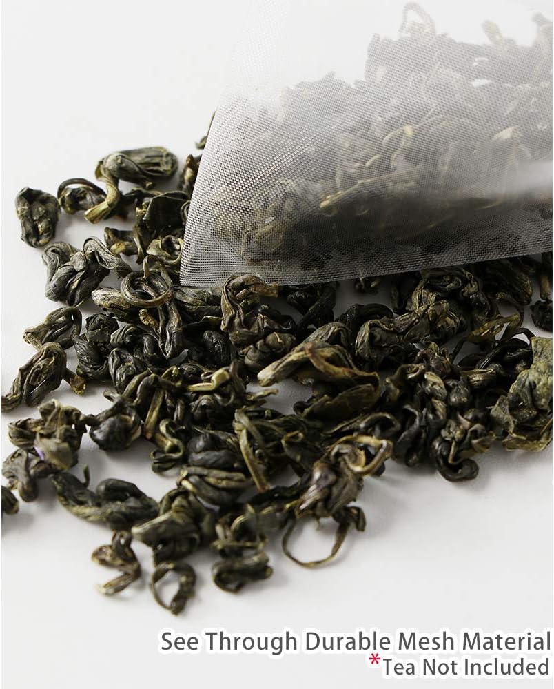 100 Pcs Empty Tea Filter Bags for Loose Tea Herb Spice Small Mesh Drawstring Seal Infuser Strainer Bags (2.36x2.75inch)