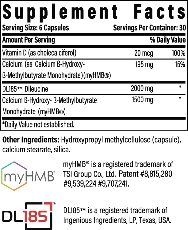 Advanced Muscle Plus – Muscle Supplement with Peptide DL185™ (Dileucine) & MyHMB® – Workout Recovery, Amino Acids & HMB Capsules for Men & Women – 30 Servings