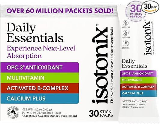 Isotonix® Daily Essentials Multivitamin Powder Packets – 4-in-1 Formula with Multivitamin, Activated B-Complex, Calcium Plus & OPC-3 with Pycnogenol® – Isotonic Delivery – Gluten Free-30 Packets