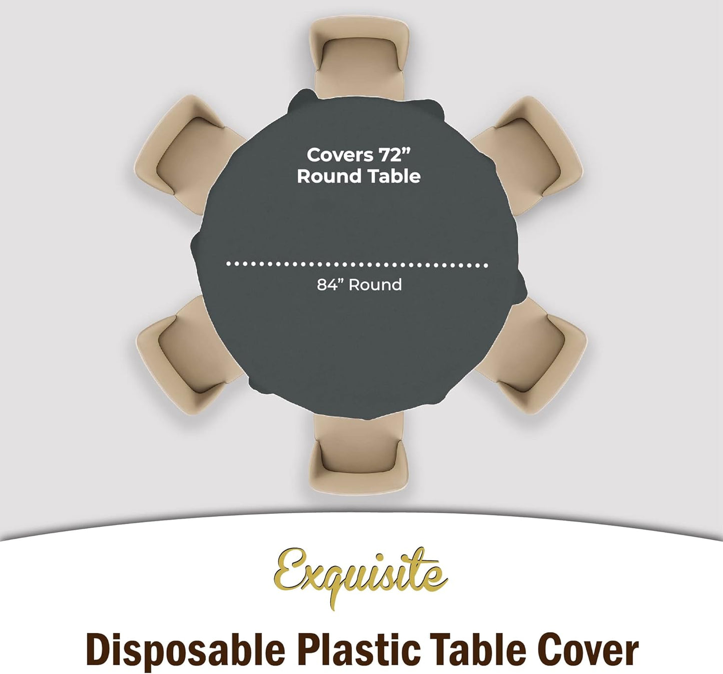 Party Solids 12-Pack Premium Plastic 84-Inch Round Tablecloth - Silver