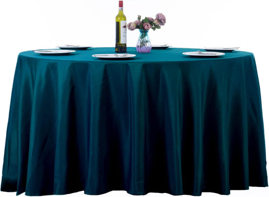 Ascoza 2pack 108 Inch Peacock Blue Round Tablecloth in Washable Polyester Fabric for Wedding/Banquet/Restaurant/Parties…