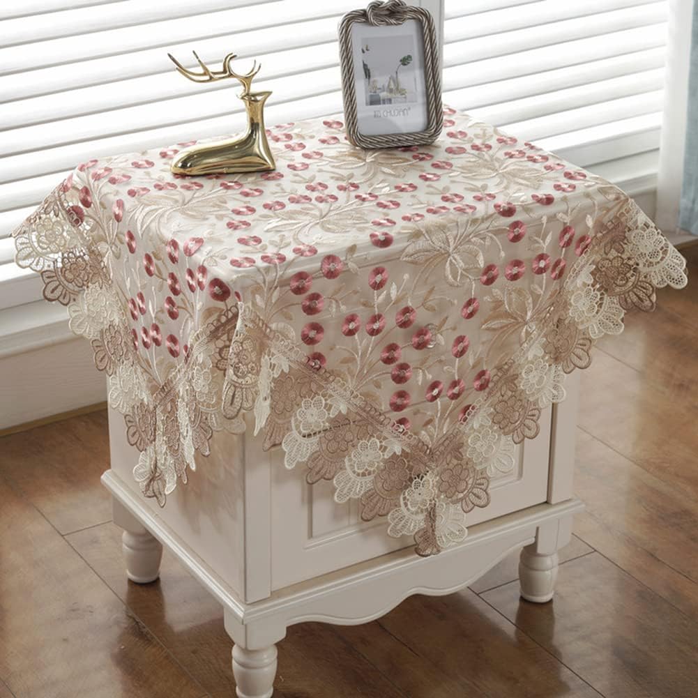 vctops Damask Lace Patchwork Tablecloth Luxury Square Small Table Cover Elegant Floral Embroidered Lace Table Cloth for Party Kitchen Dinning Picnic Decoration (Type I,22"x22")
