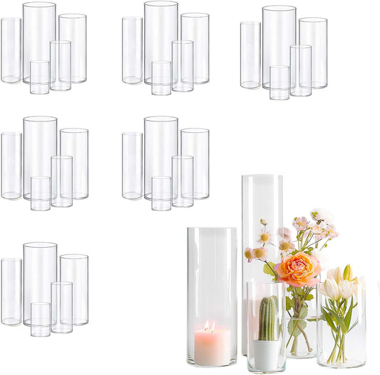 30pcs Glass Vase Cylinder Vases for Centerpieces Small Flower Glass Clear Vases Home Decor Centerpiece Table Flower Vase Decorations for Wedding Decoration＆Holiday Mixed Sizes Tall