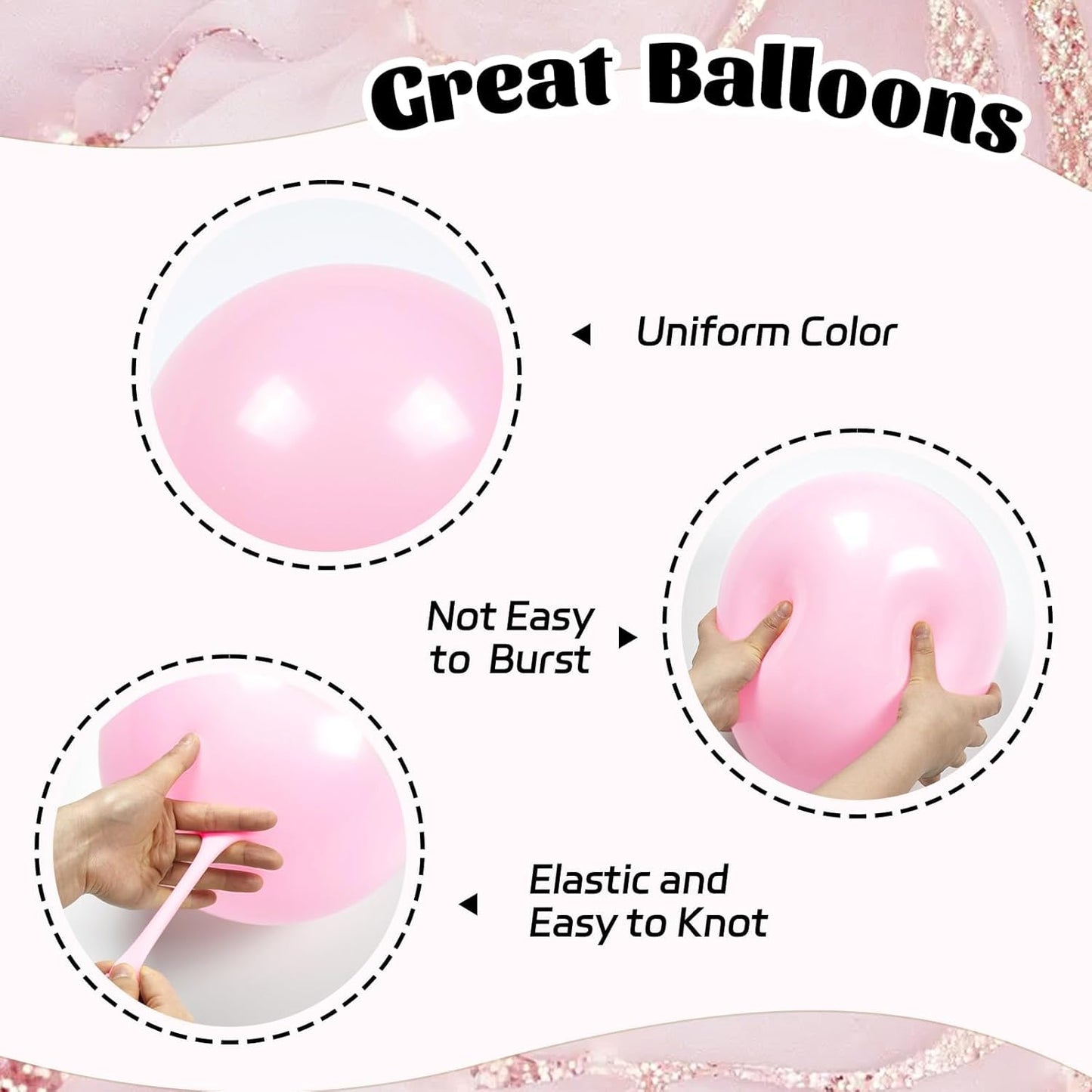 60pcs Pink and Gold Balloons 12inch, Pink and White Balloon with Metallic Gold Confetti Balloons for Baby Shower Wedding Birthday Party Decorations