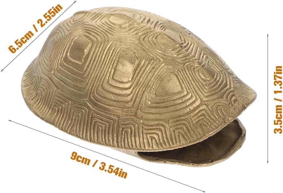 1 Set Chinese Feng Shui Coins Divination Turtle Shell Good Luck Fortune Coin Copper Crafts Turtle Statue I- Ching Coins for Health Wealth Home Ornament Golden