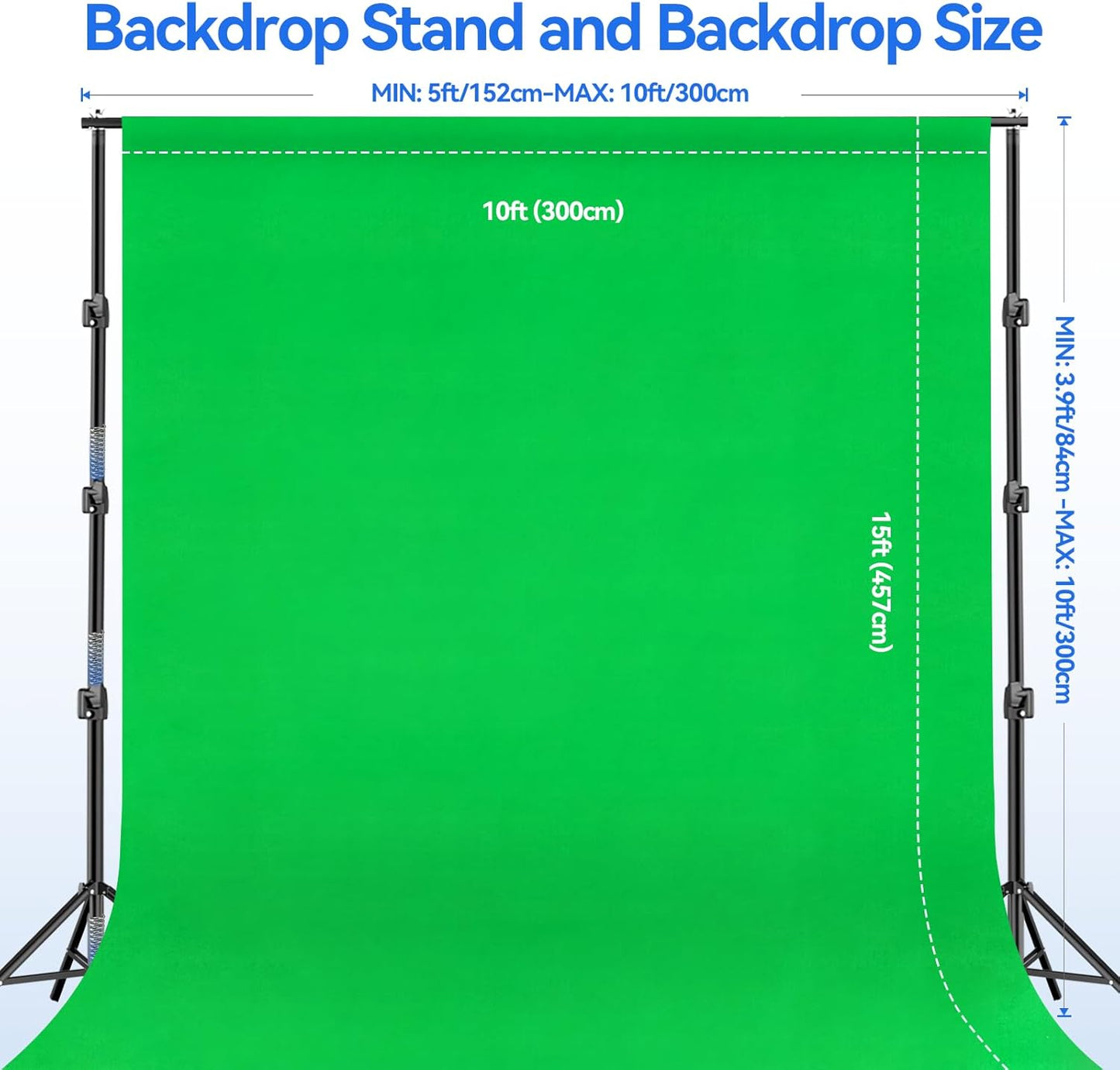 EMART Photo Video Studio 10 x 10ft Green Screen Backdrop Stand Kit, Photography Background Support System with 10 x15ft Muslin Chromakey Curtain for Photography Shooting