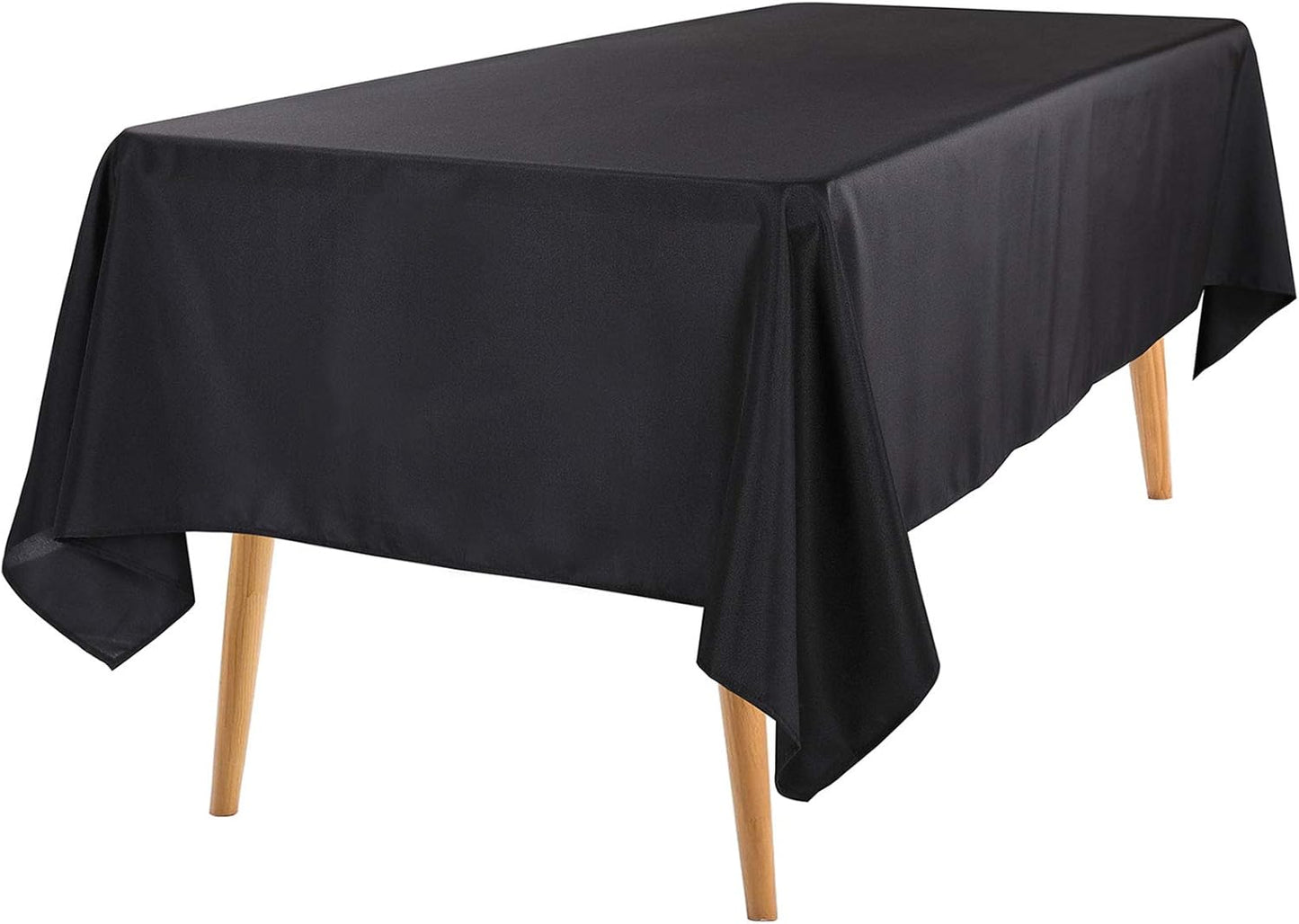Ascoza 12pack 60x120 Inch Black Rectangular Tablecloth 6 Feet Table Cloth in Polyester Fabric for Wedding/Banquet/Restaurant/Parties