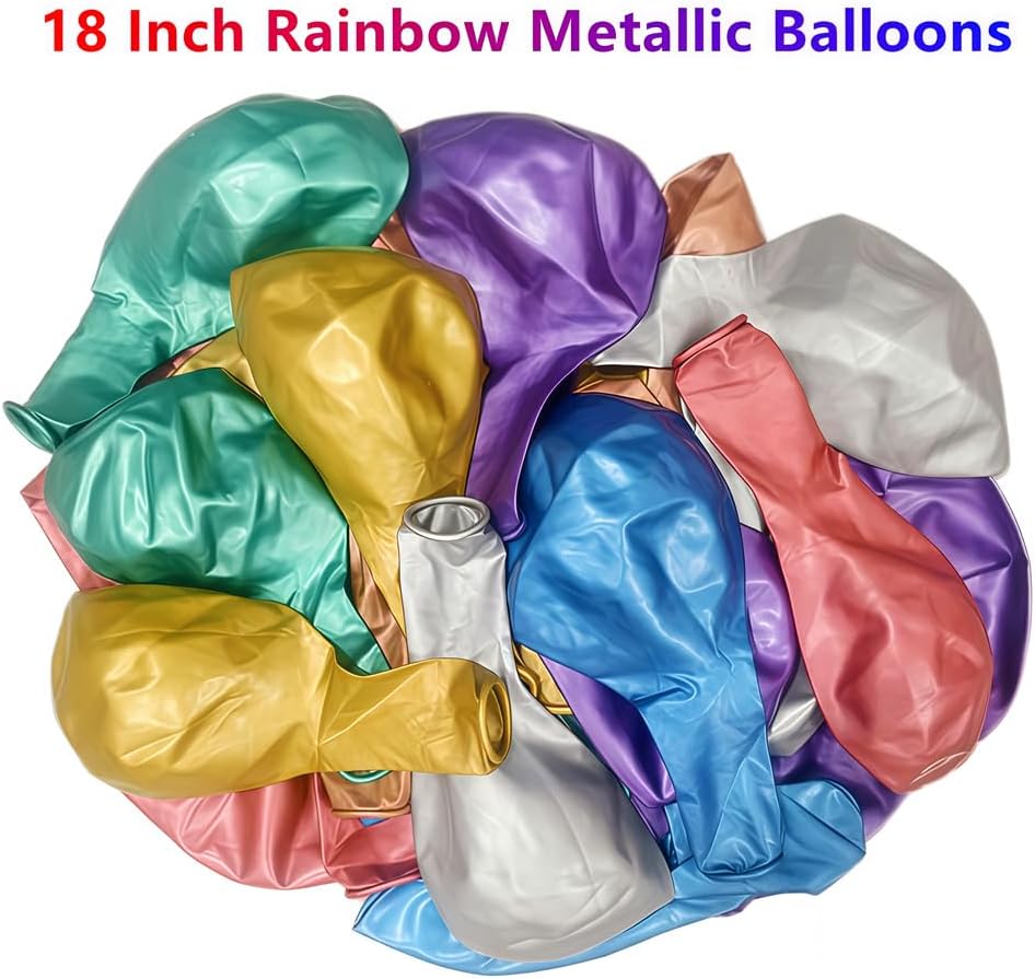 35 Pack Metallic Balloons 18 Inch Chrome Shiny Assorted Colors Latex Rainbow 7 Kinds Color Large Balloon for Birthday Wedding Bridal Baby Shower Supplies Party Decorations