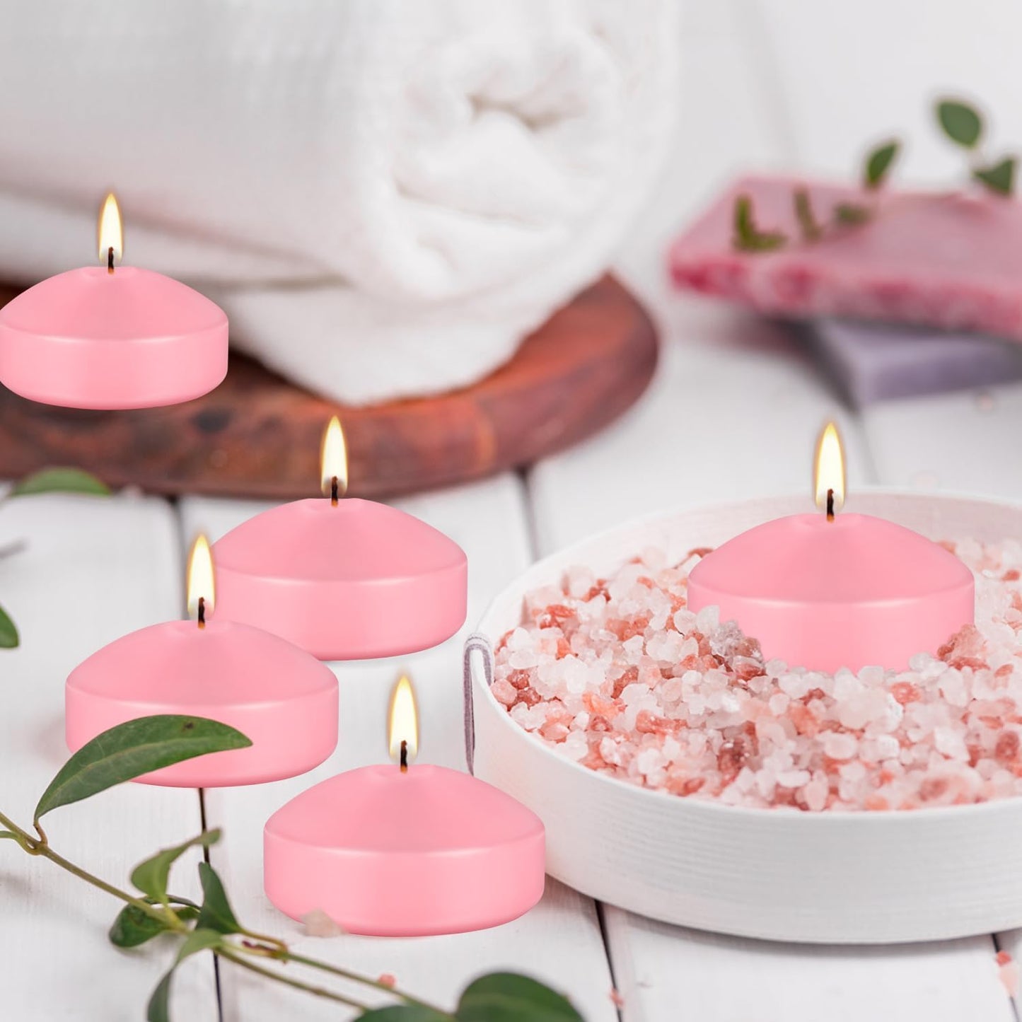 12 Pcs 3 inch Romantic Pink Floating Candles, Smokeless and Unscented, Burns for 8-10 Hours, are Ideal for Weddings, Parties ，Vacations, and Home Decorations
