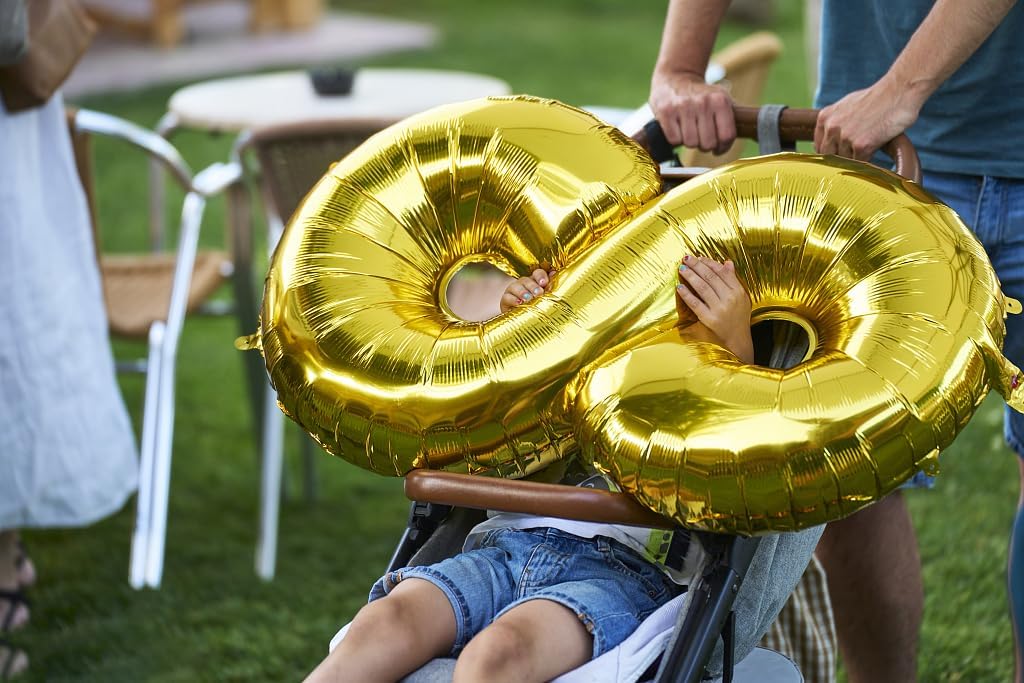 Gold Mylar Number 80 Balloon 40 inch, Number 80 Birthday Balloon, Gold Foil 80 for 80 Birthday Party, Anniversary Celebration Number Decorations